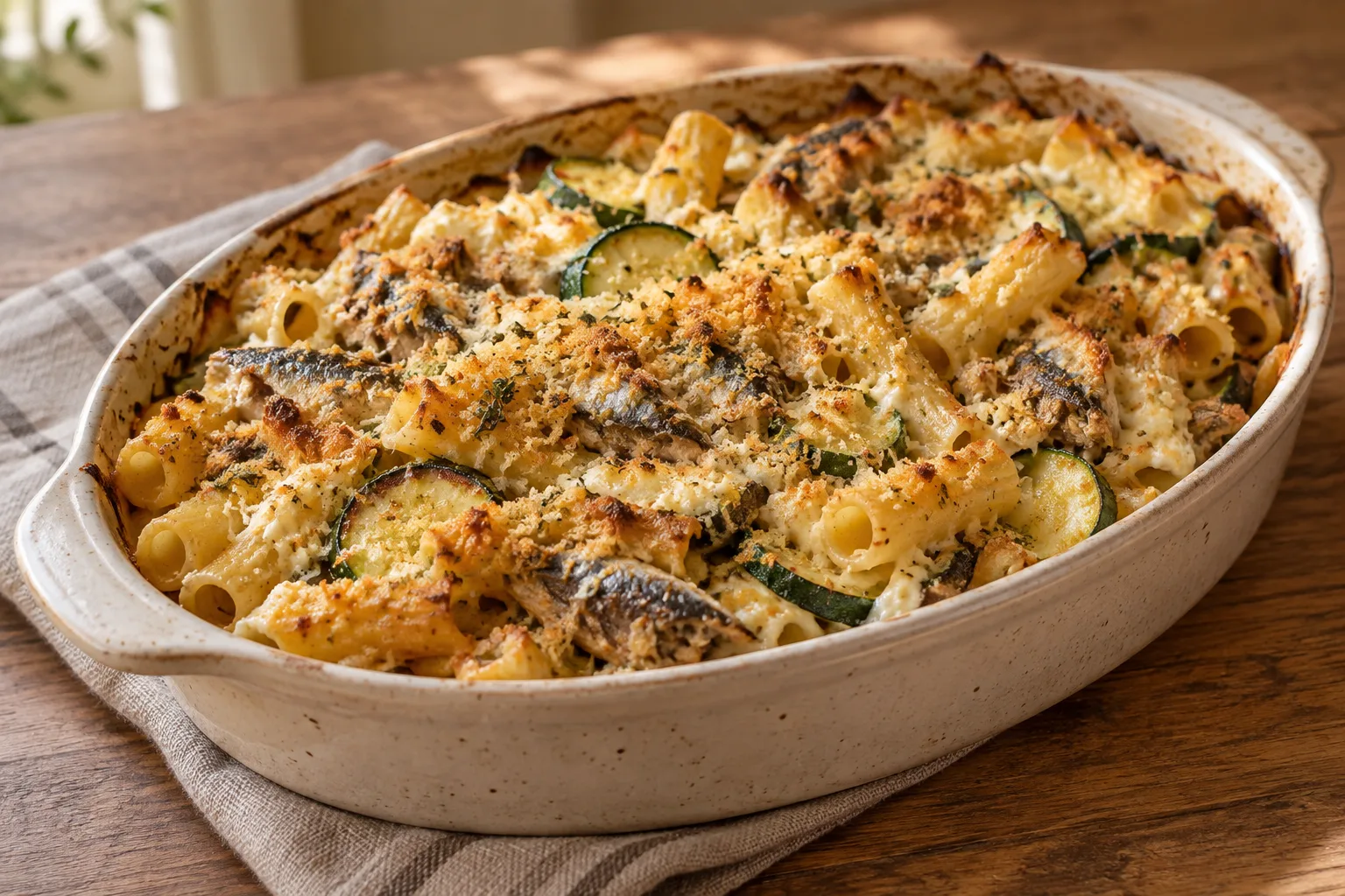 Pasta al forno con sardine e ricotta