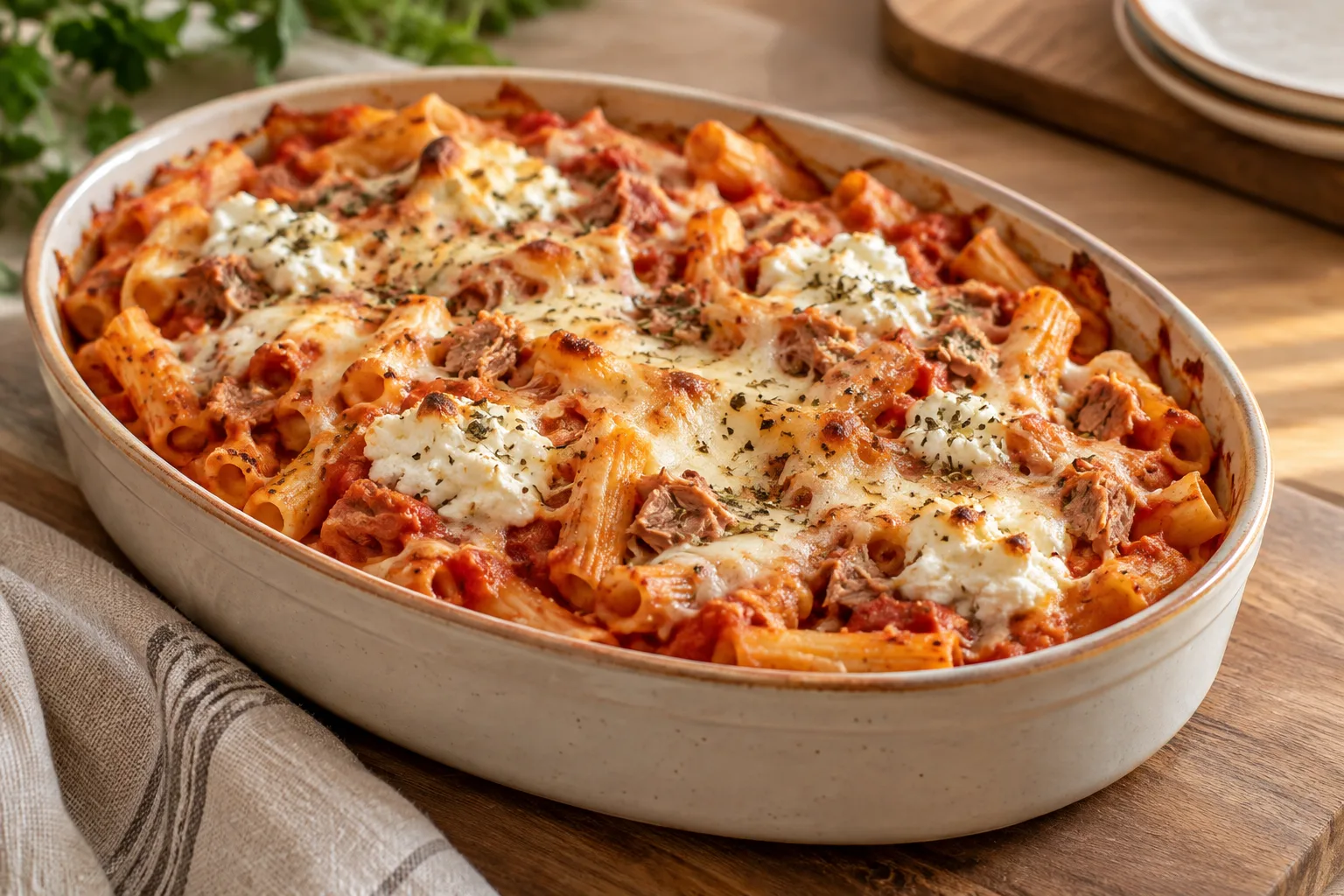 Pasta al forno con tonno e ricotta