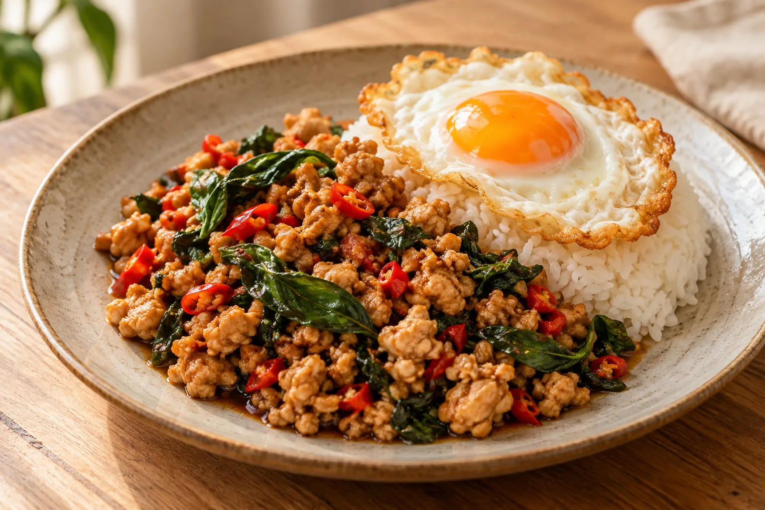 Chicken pad kra pao
