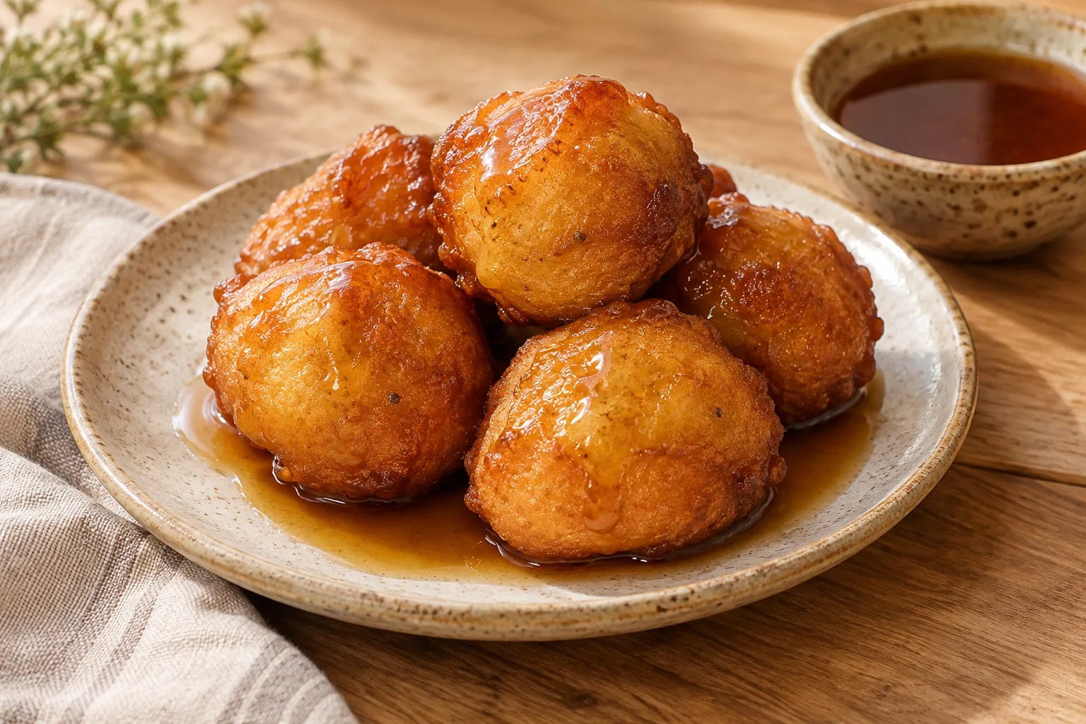 Buñuelos boliviani con sciroppo di panela