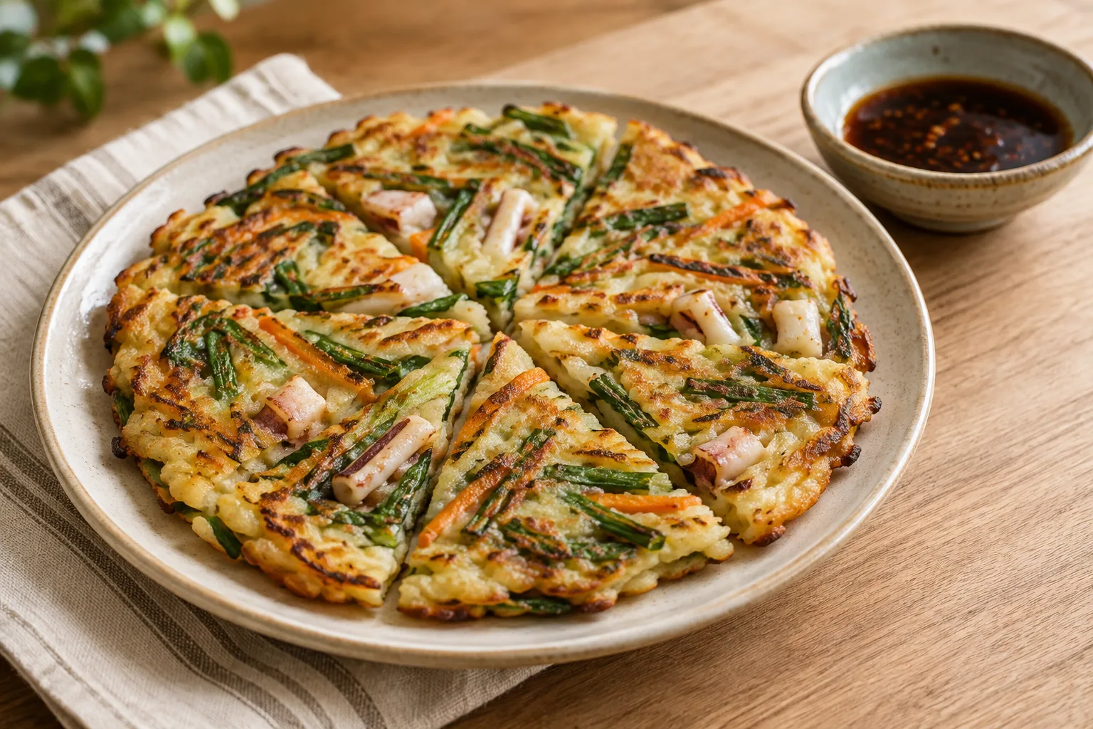 Haemul pajeon coreano (frittelle di cipollotto e calamaro)