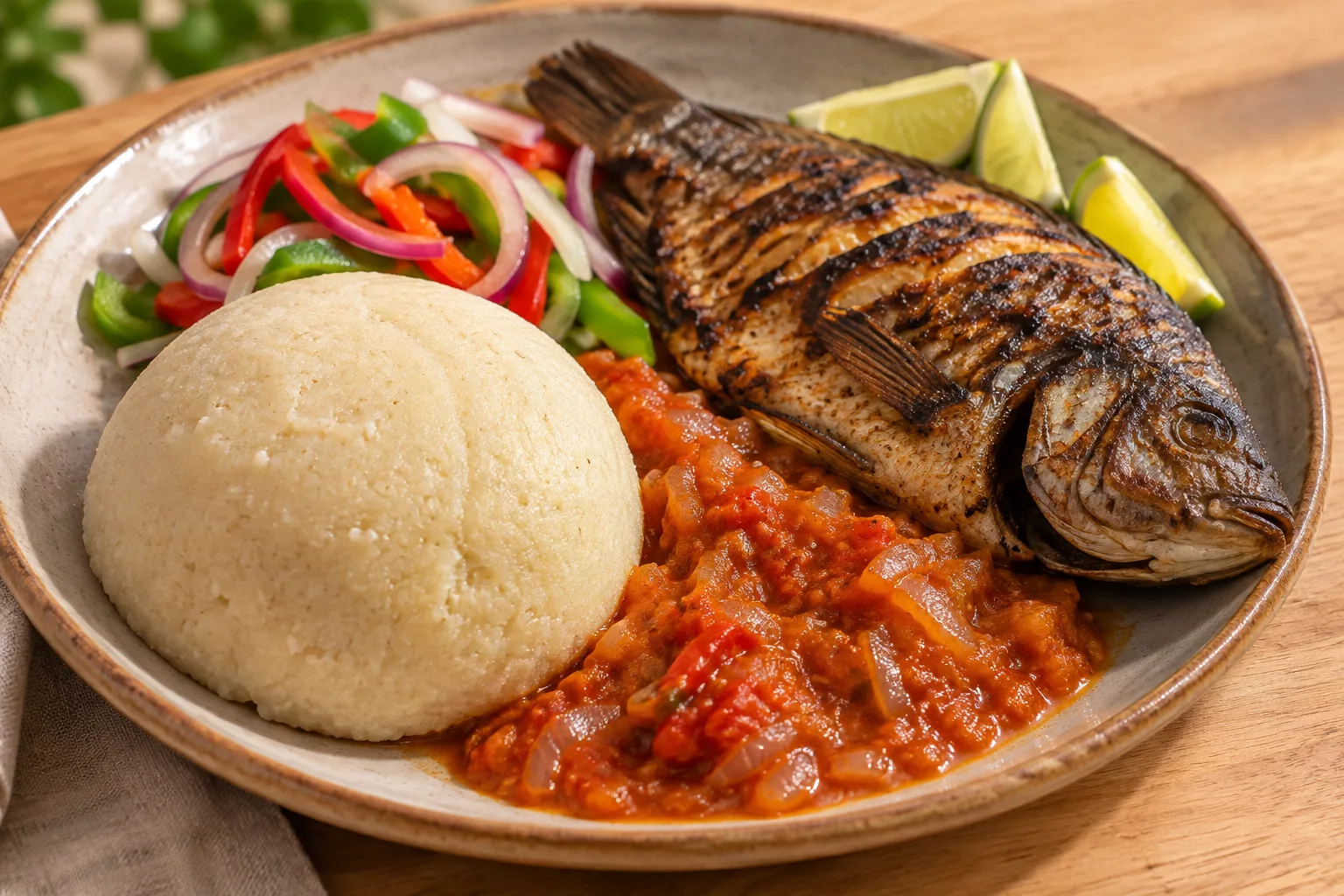 Banku con tilapia alla griglia