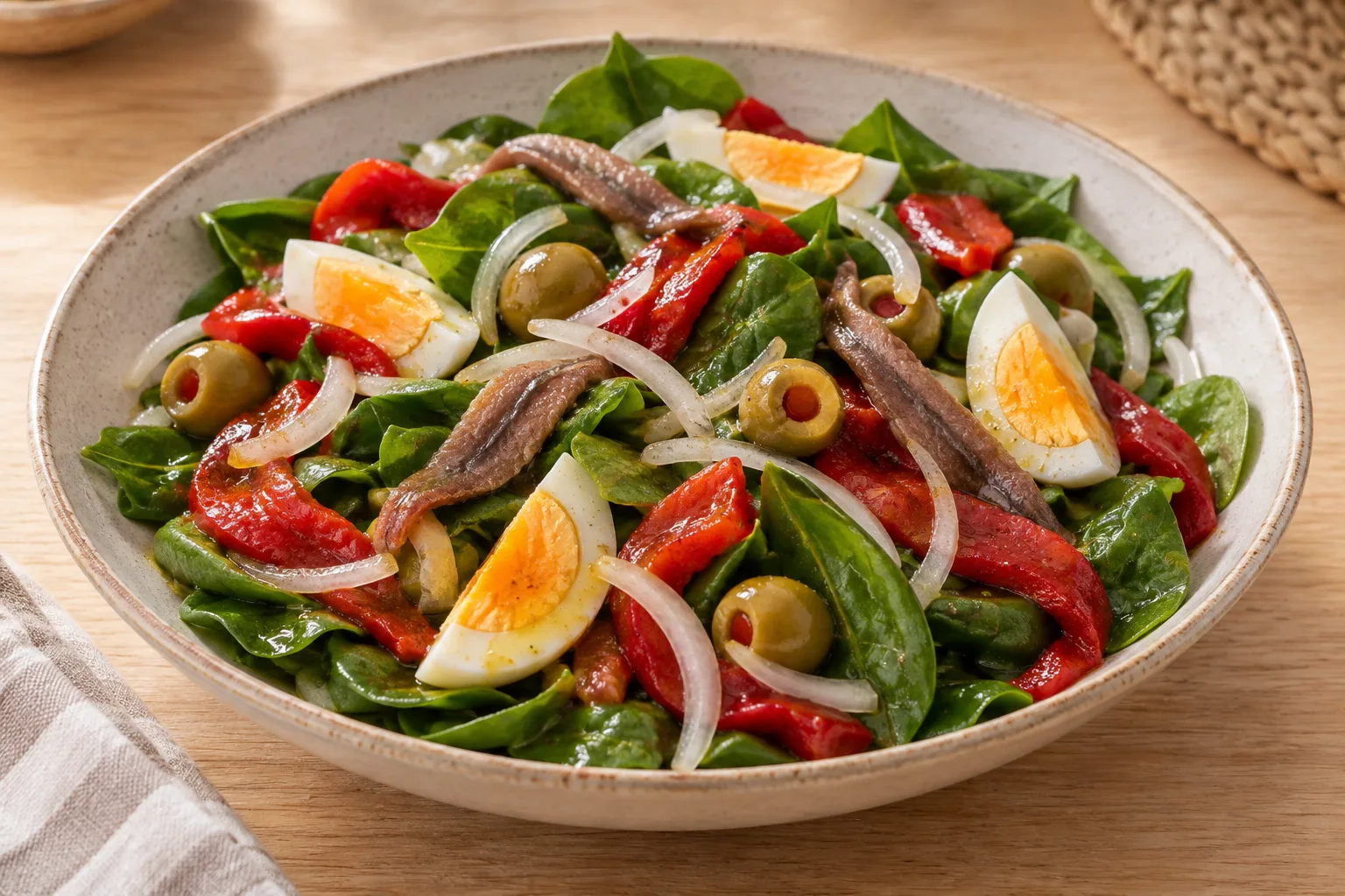 Insalata di spinaci con peperone arrosto