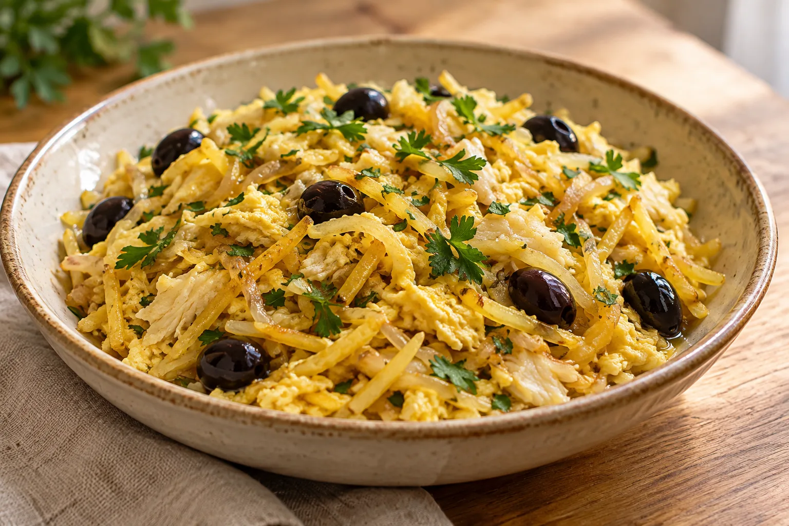 Bacalhau à Brás (baccalà portoghese con patate e uova)
