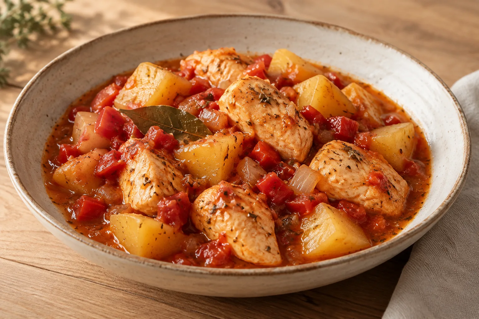 Petto di pollo in umido con patate