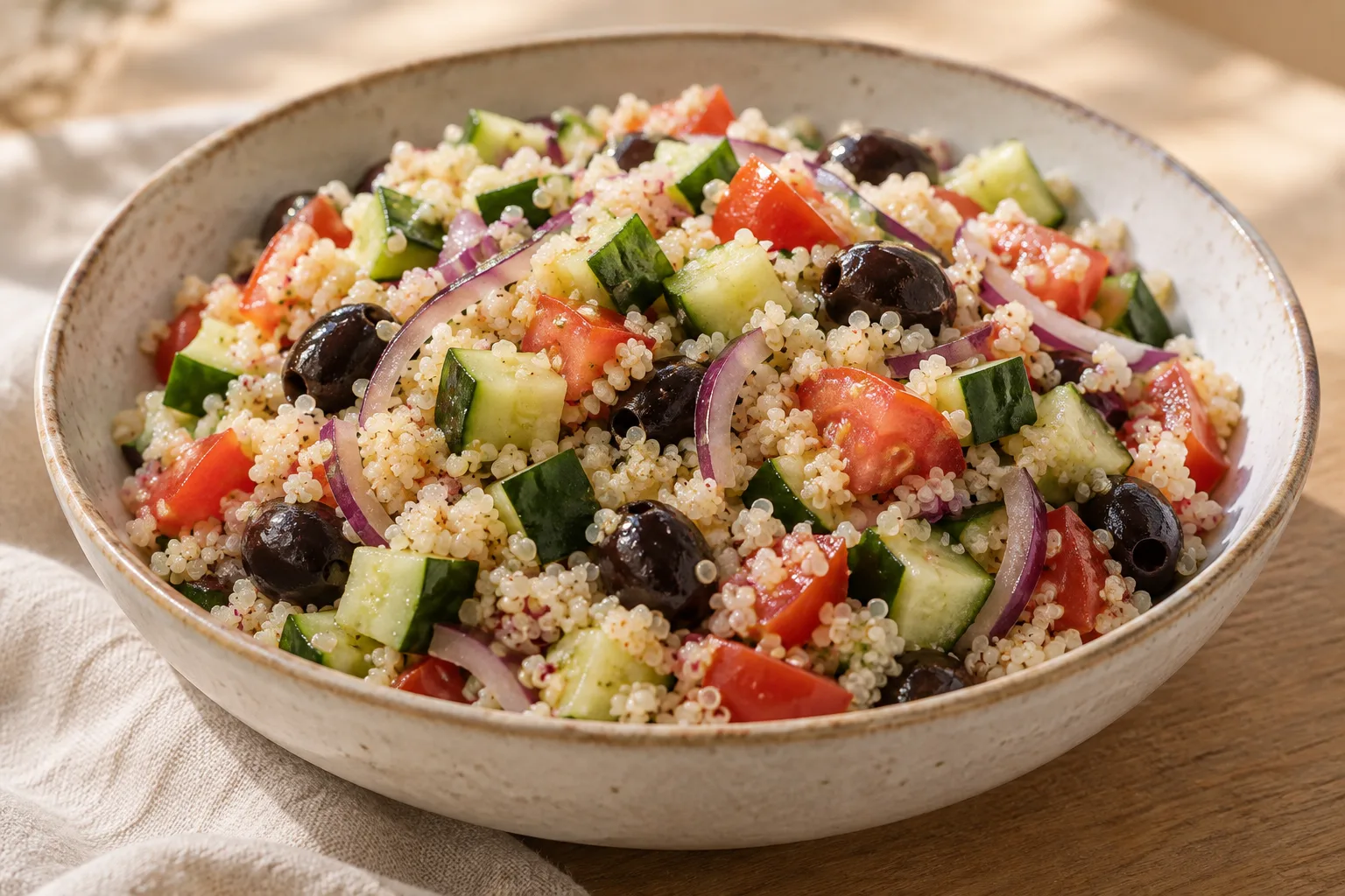 Insalata croccante di quinoa e cetriolo