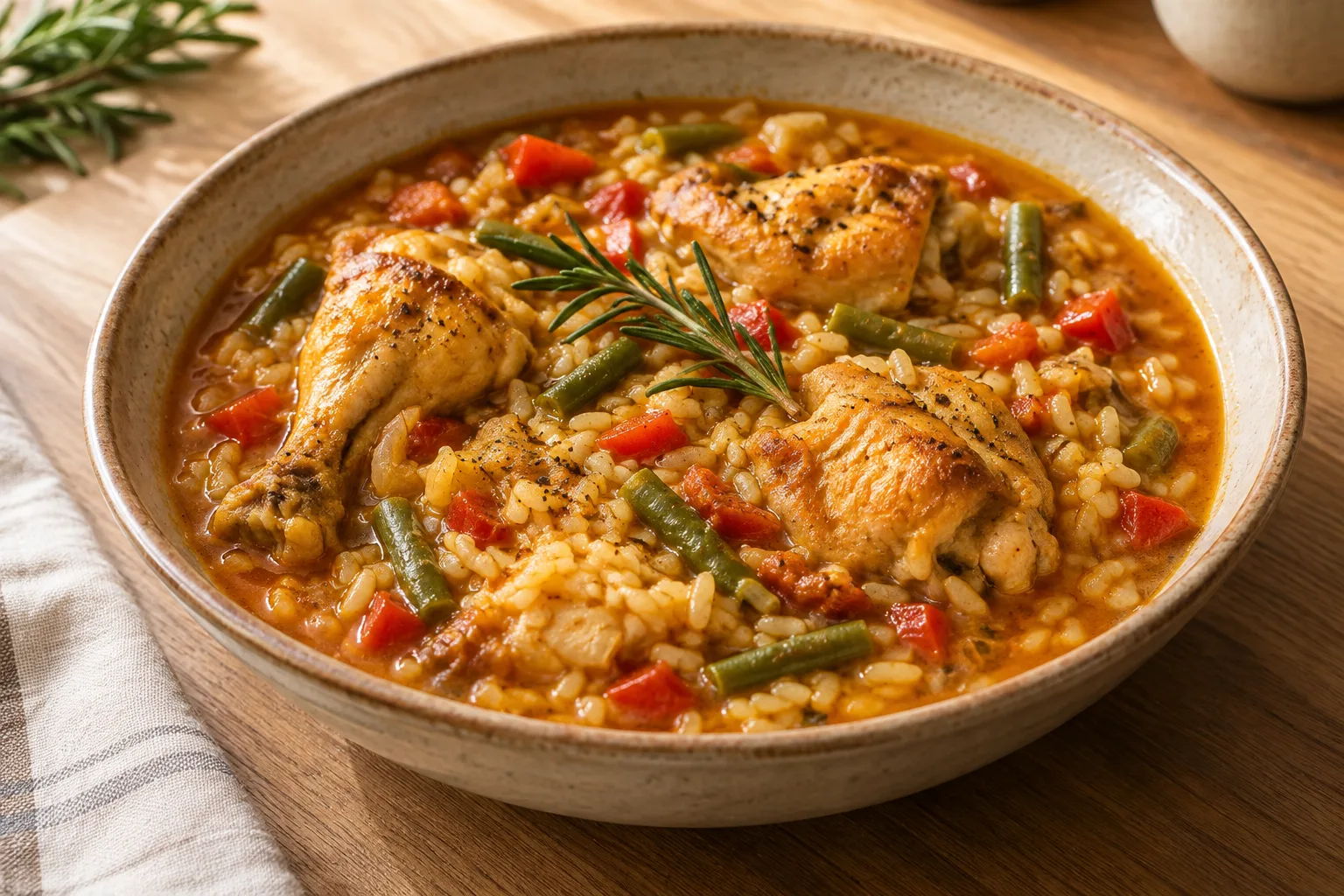 Riso in brodo con pollo e rosmarino