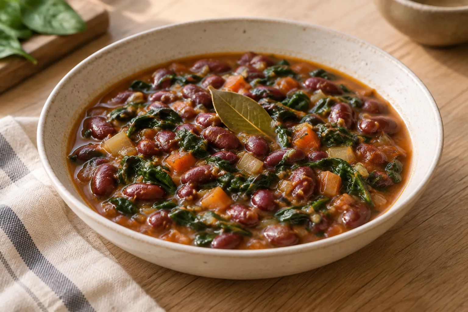 Stufato di fagioli rossi con spinaci