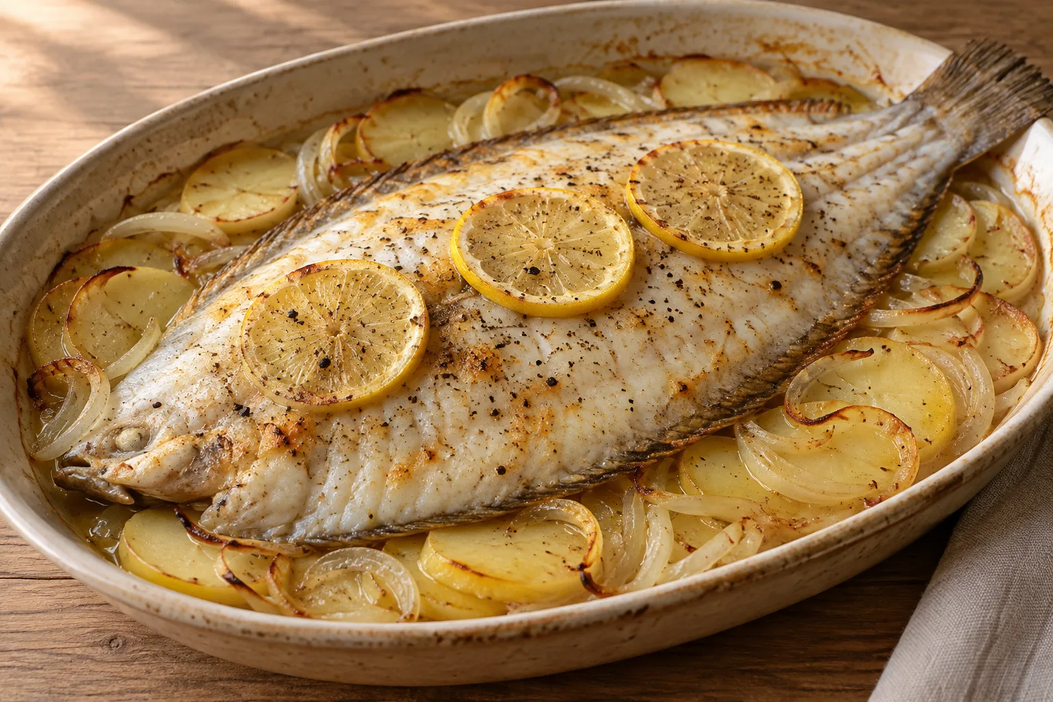 Sogliola al forno con cipolla