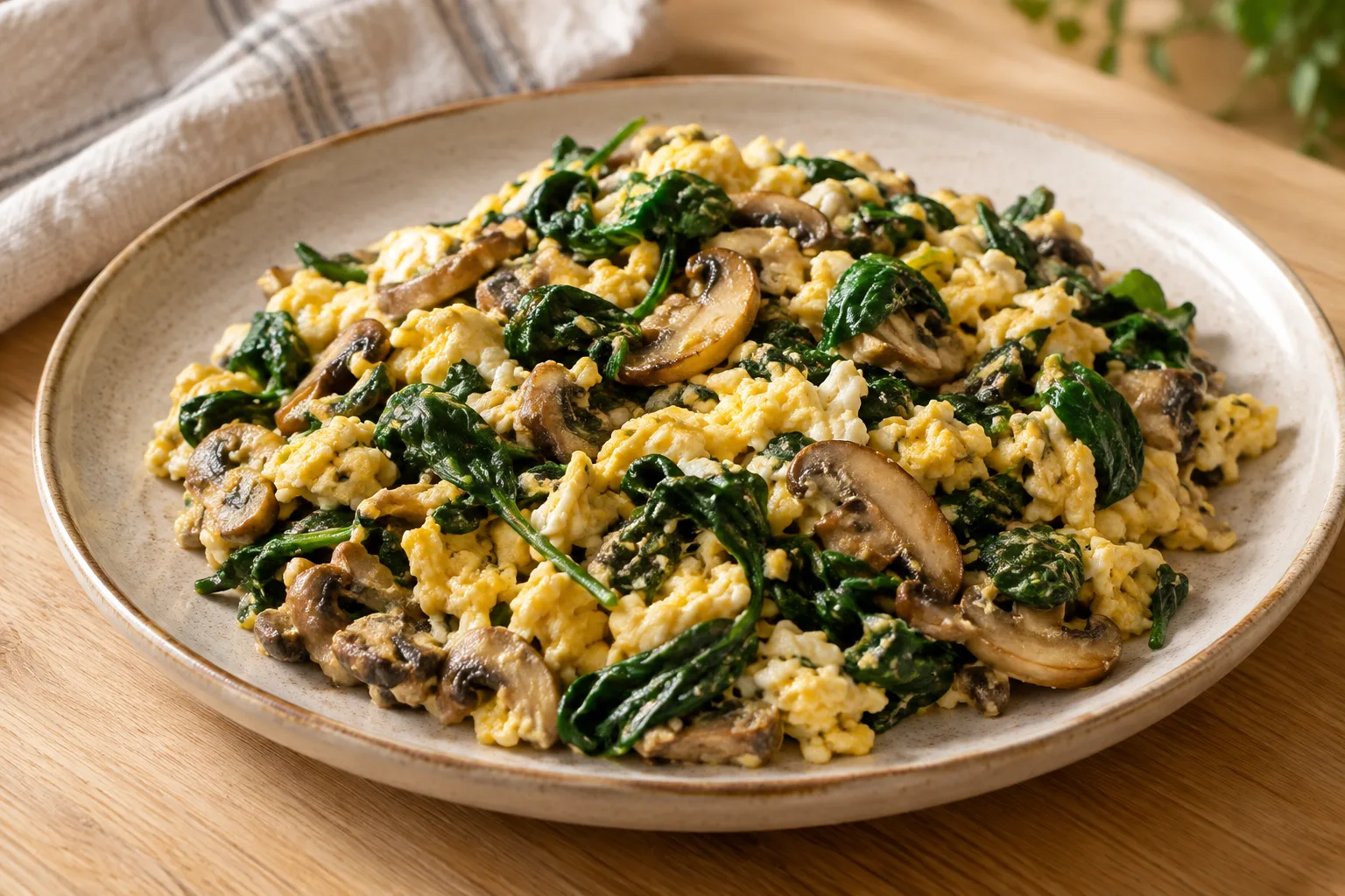 Mushroom and spinach scramble