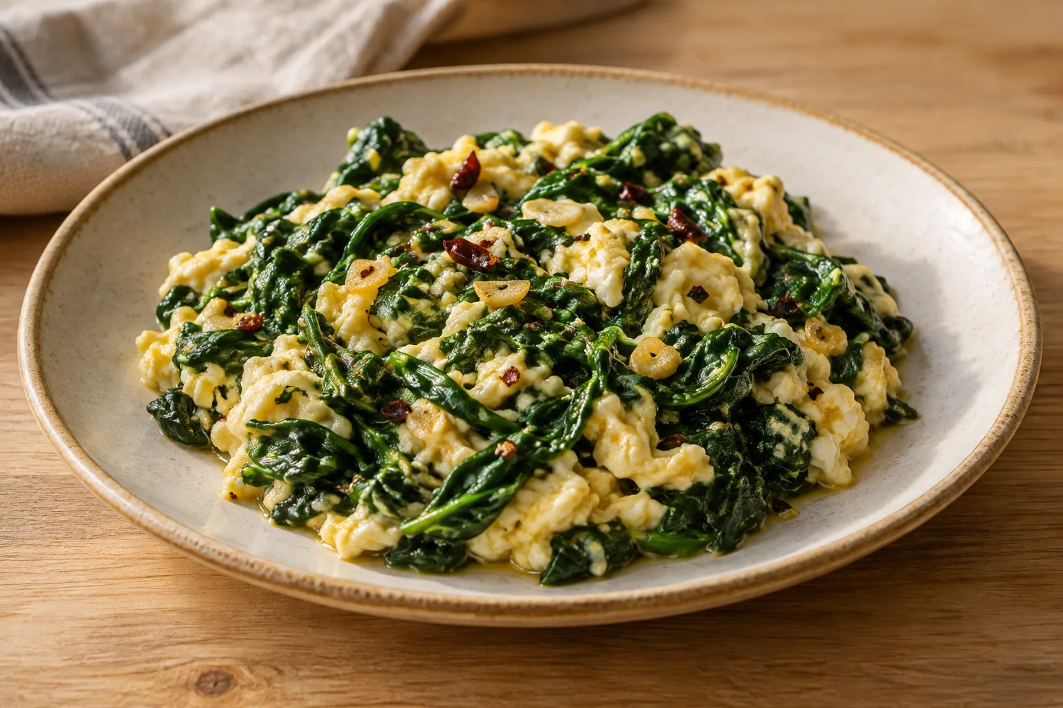 Uova strapazzate con spinaci