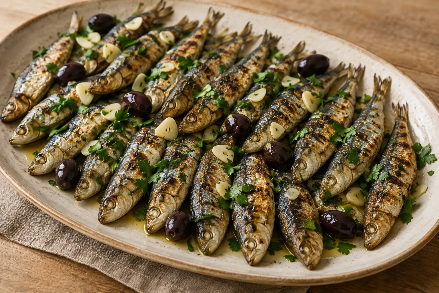 Sardine alla piastra con olive