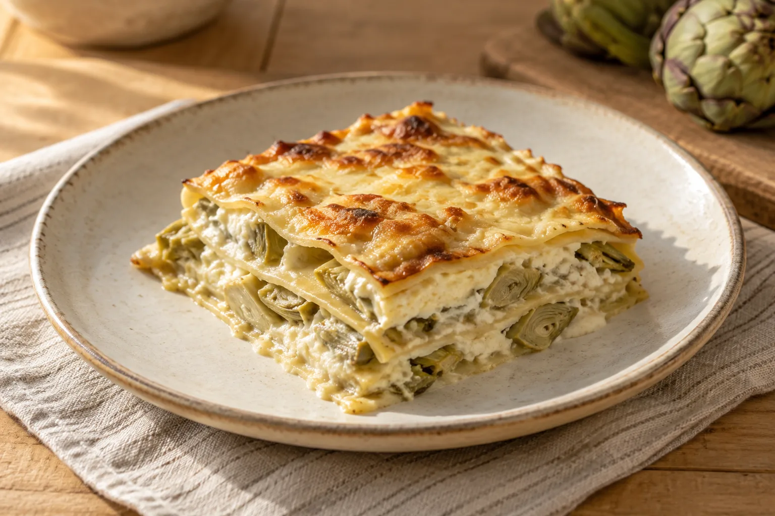 Pasta al forno con carciofi e ricotta