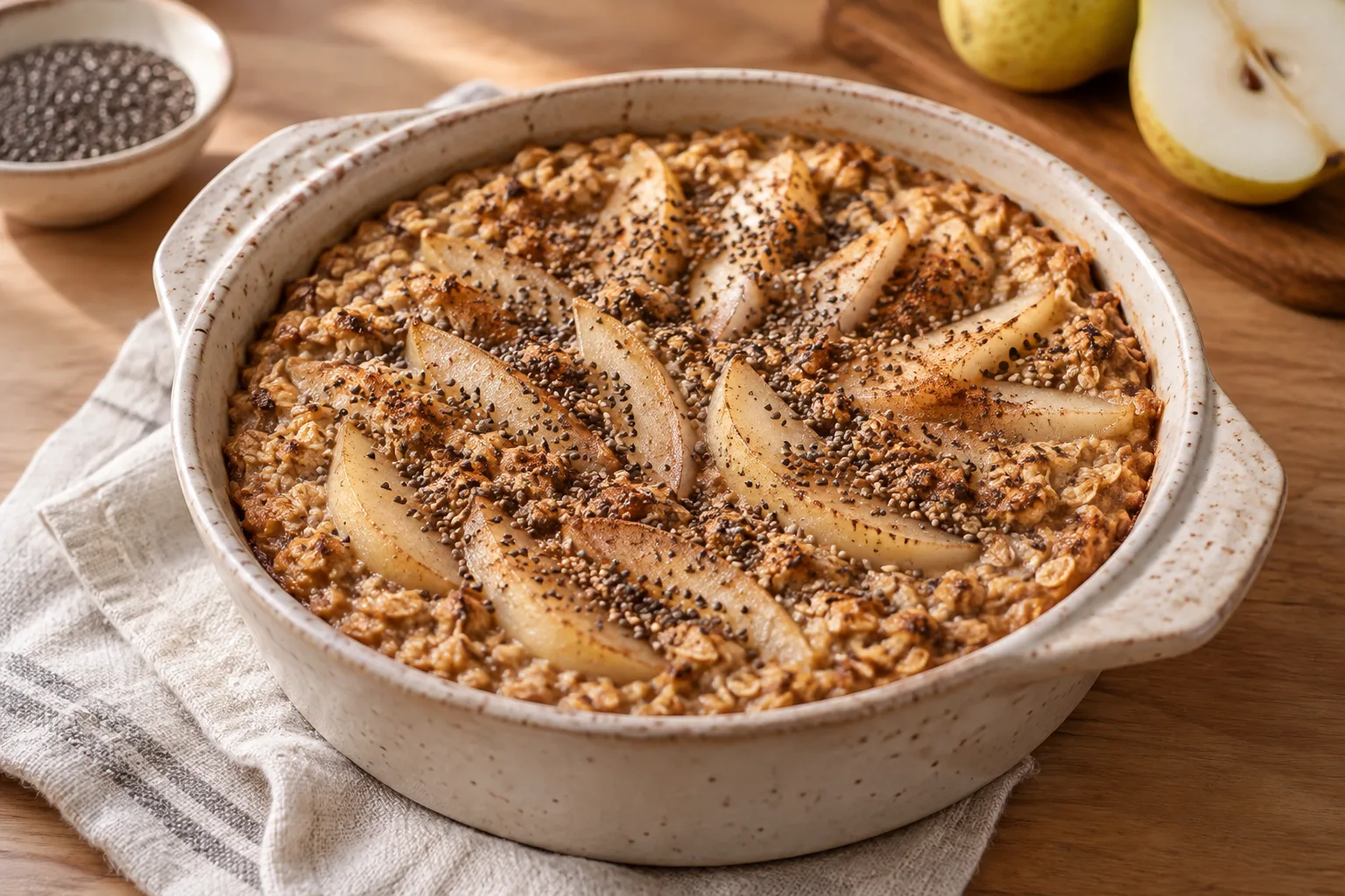Avena al forno con pera e semi