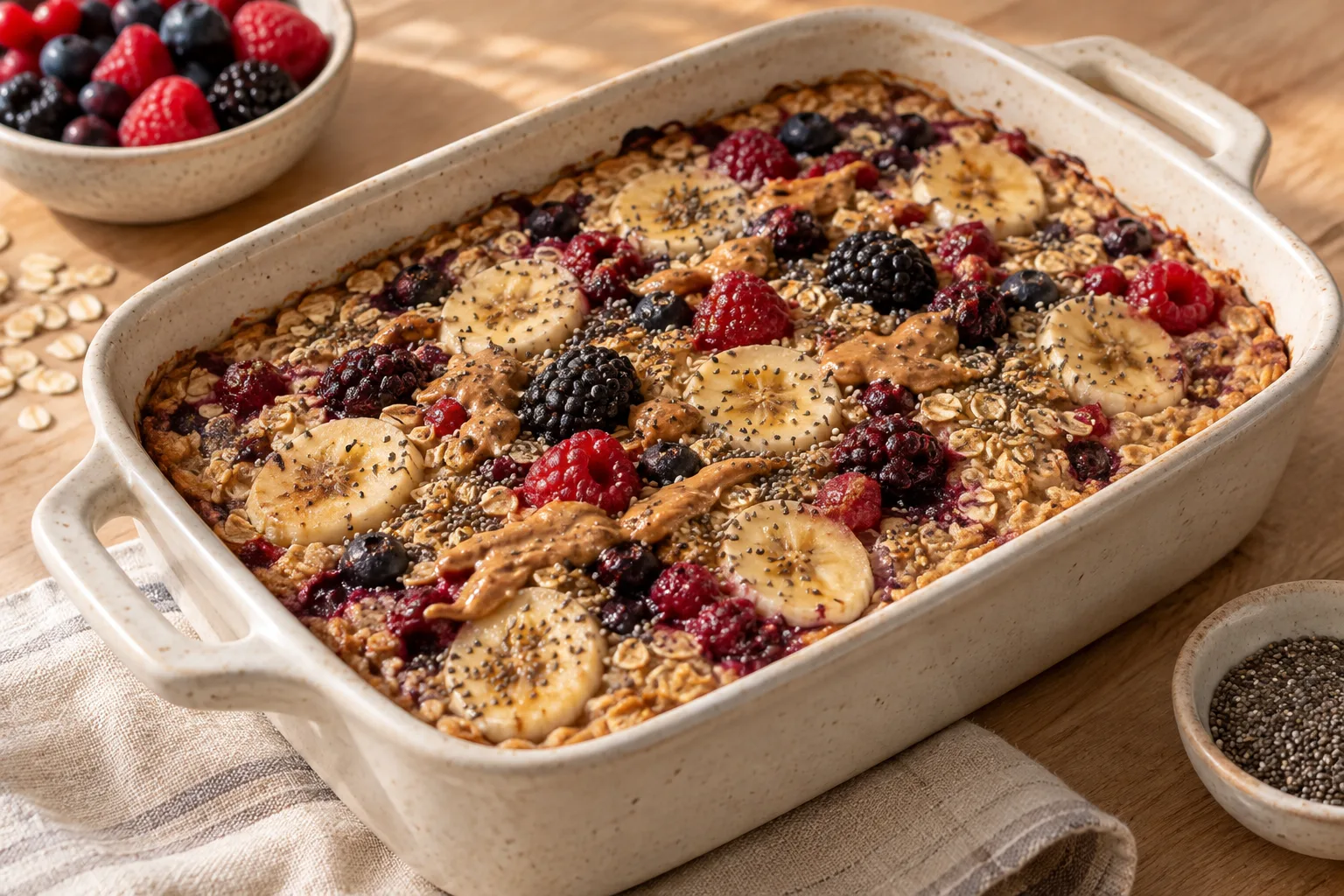 Avena al forno con frutti di bosco e semi