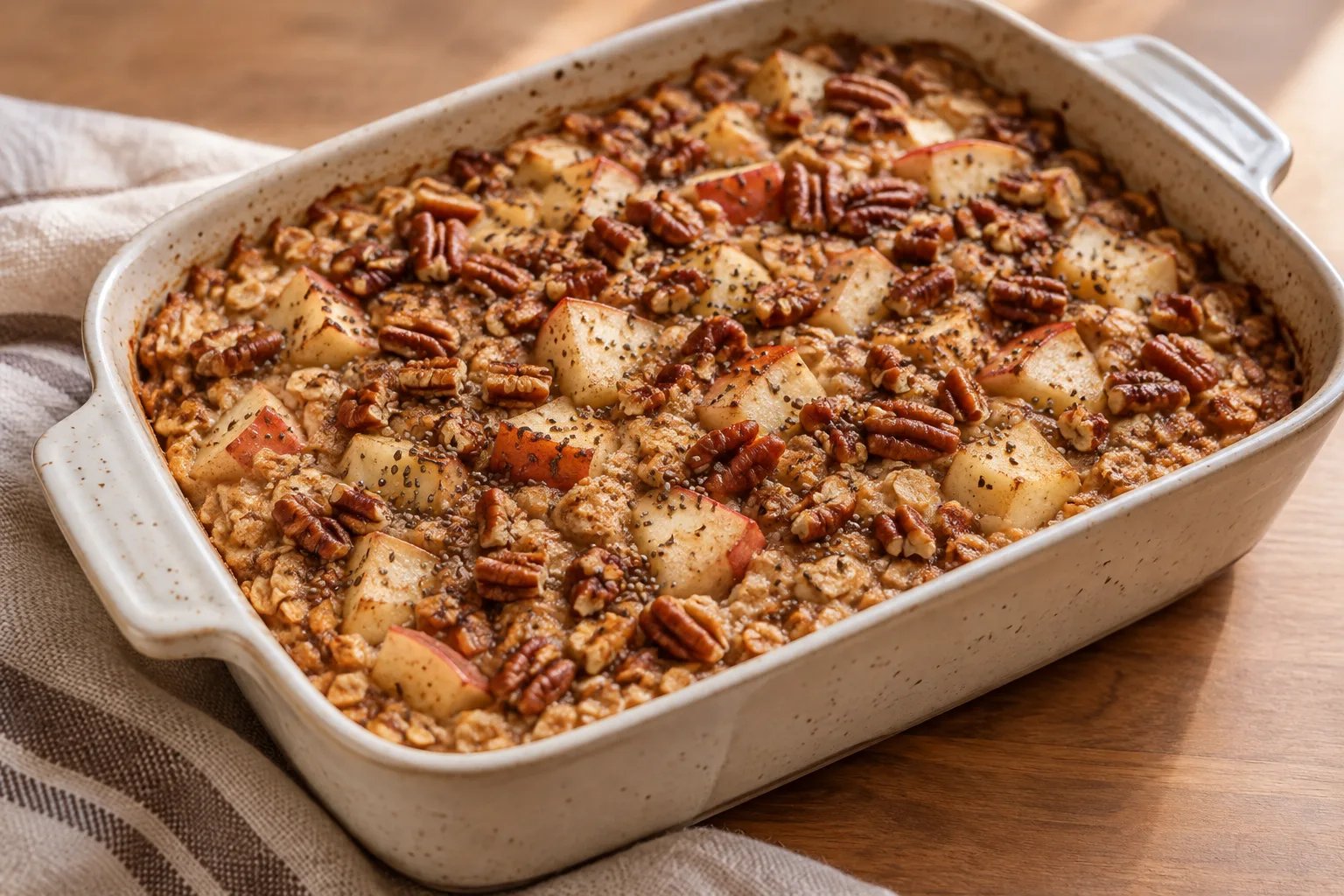 Avena al forno con mele e semi