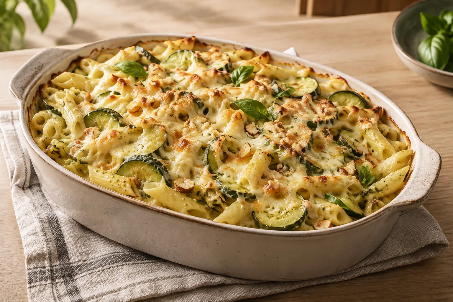 Pasta al forno con zucchine e mandorle