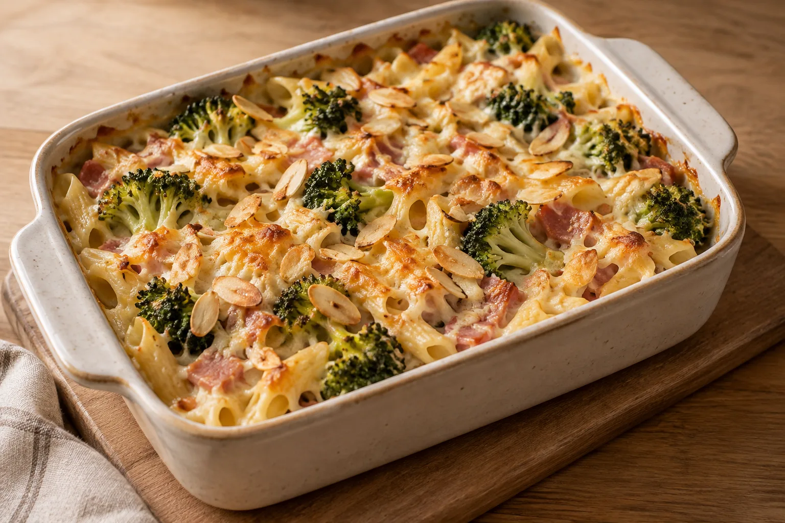 Pasta al forno con broccoli e mandorle