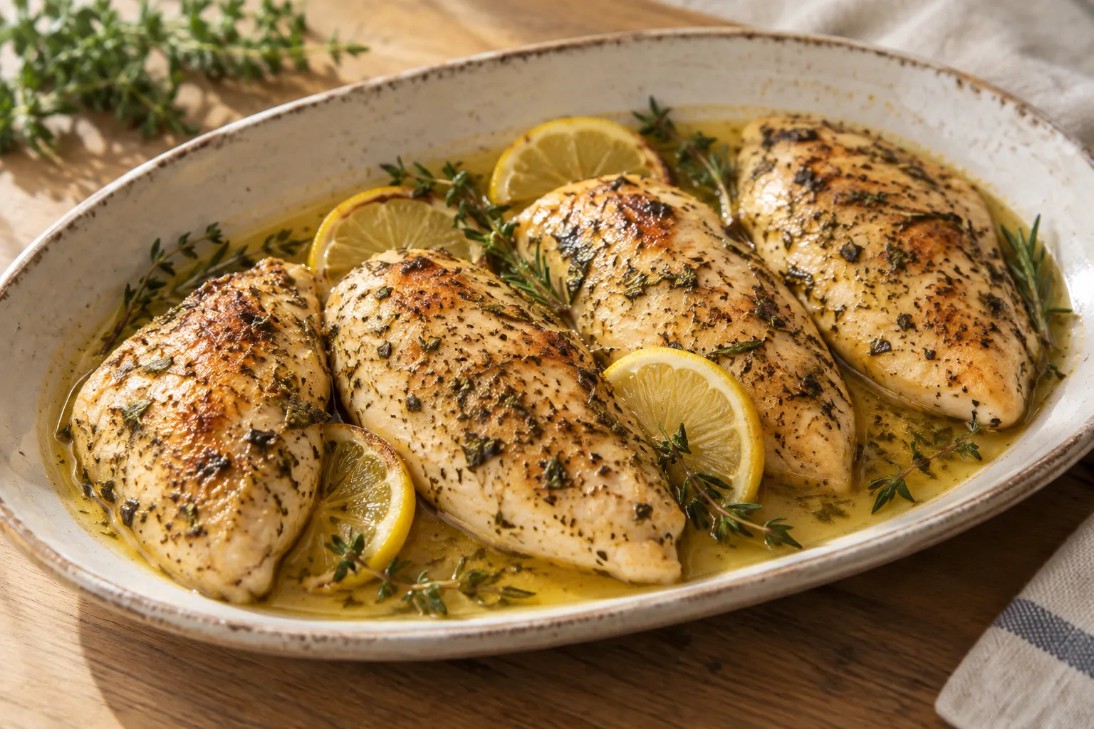 Petto di pollo al forno con erbe aromatiche