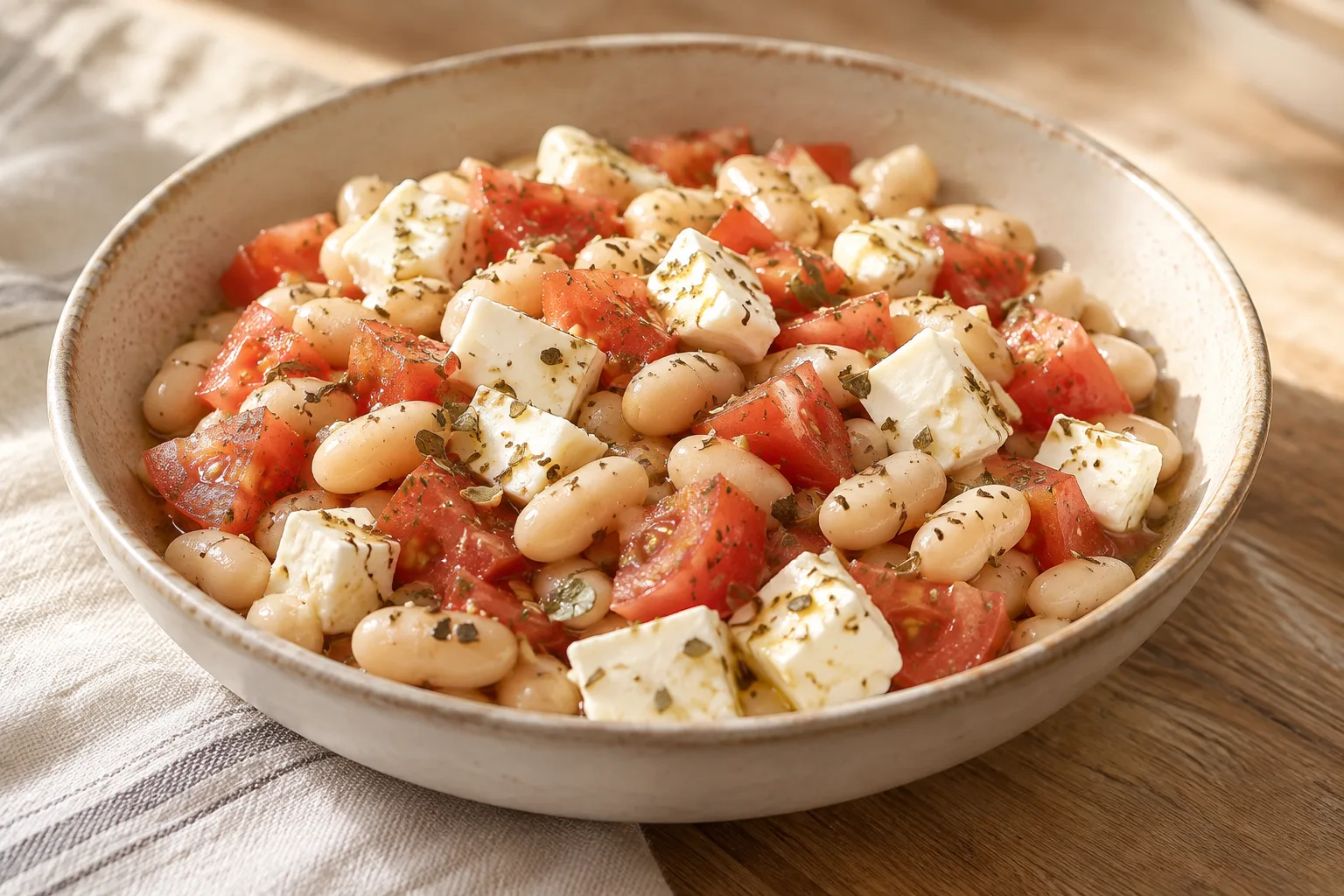 Insalata di fagioli bianchi con formaggio fresco