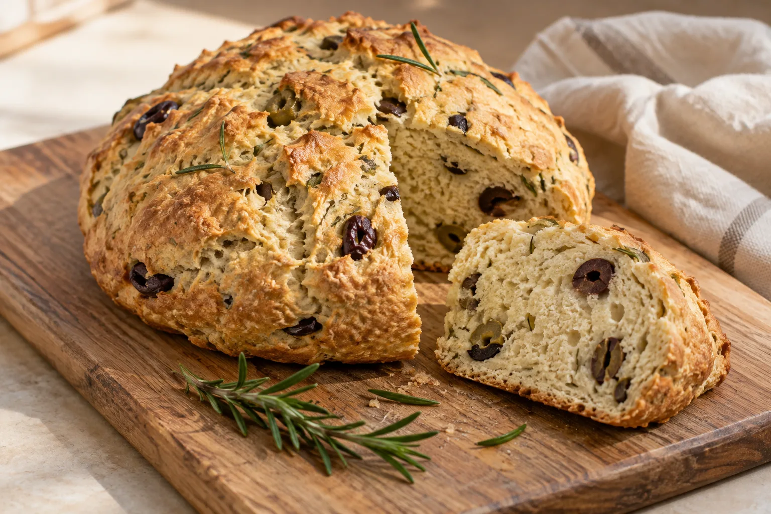 Australisches Damper-Brot mit Oliven und Rosmarin