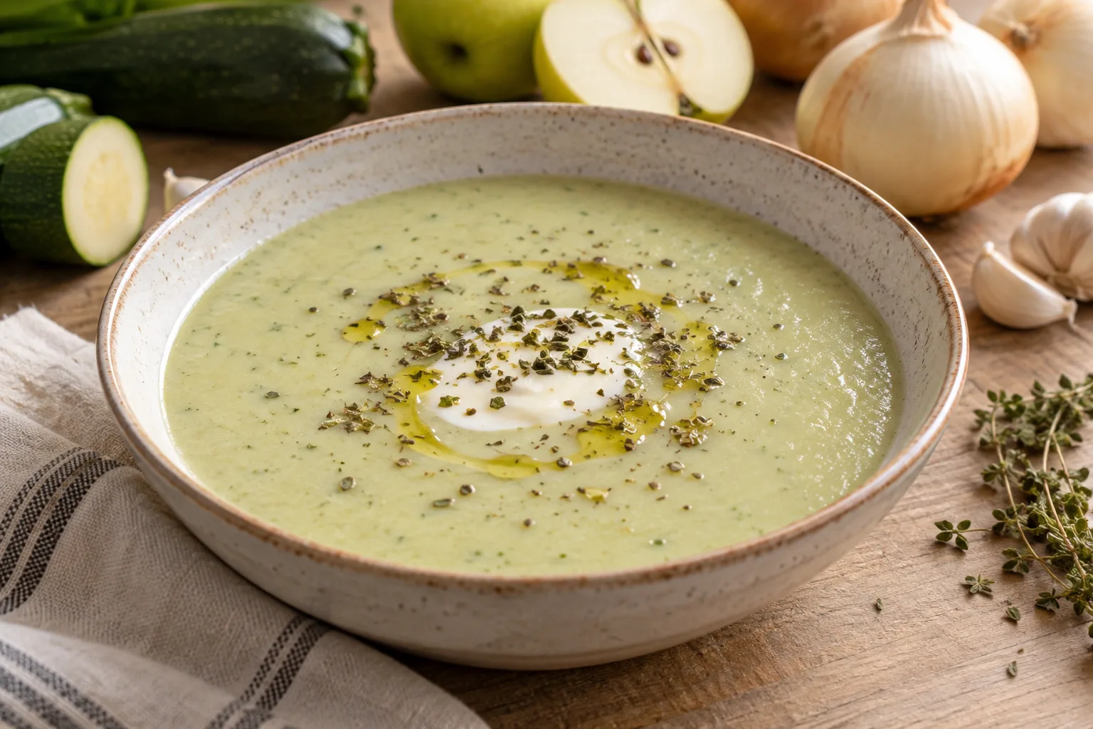Vellutata delicata di zucchine e mele