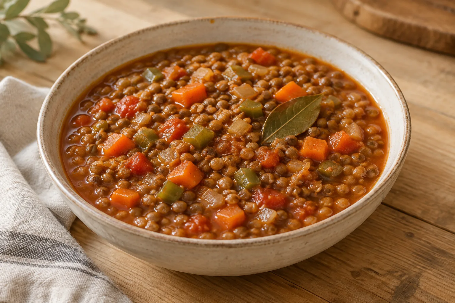 Lenticchie stufate con verdure e pomodoro