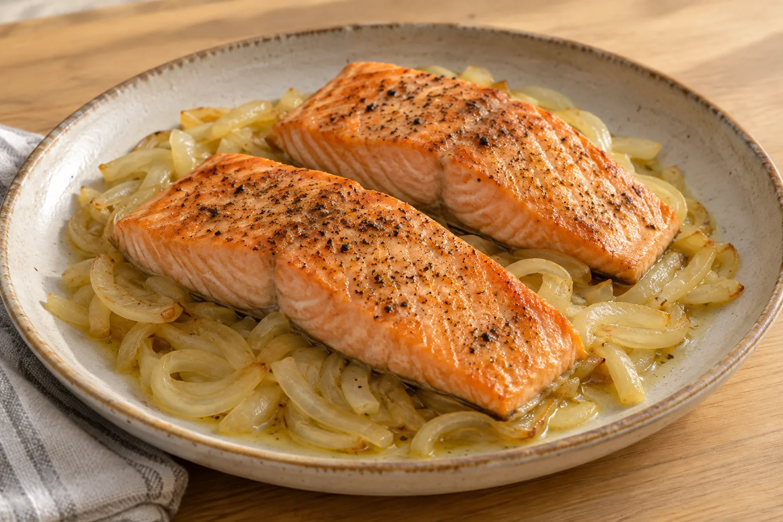 Salmone al forno con cipolla