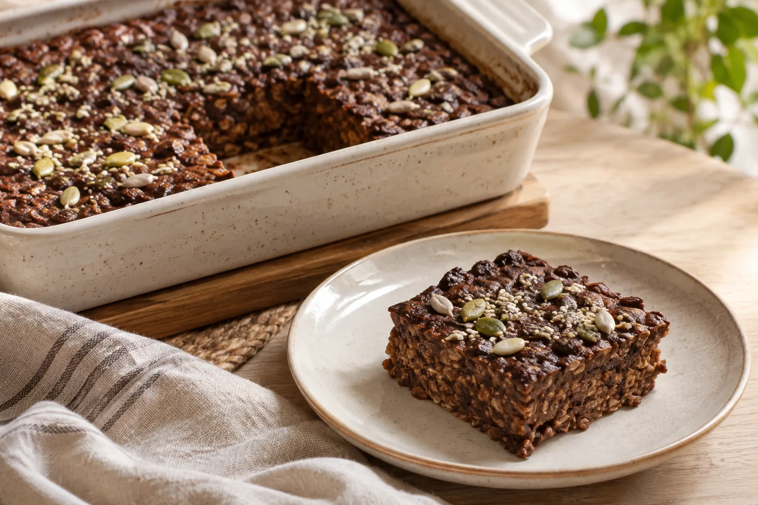 Baked Cocoa Oats with Seeds