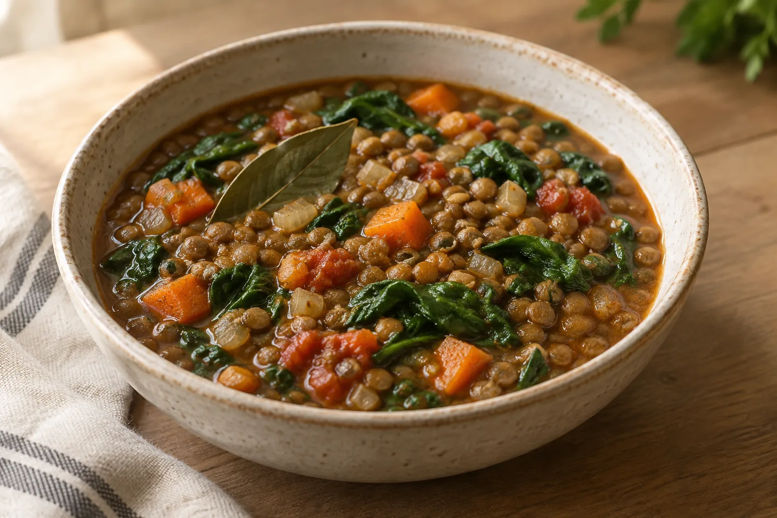 Lenticchie stufate con spinaci