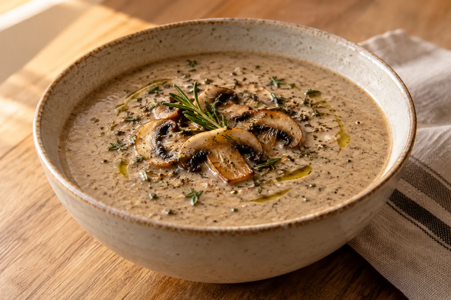 Crema di funghi arrosto con aglio arrosto