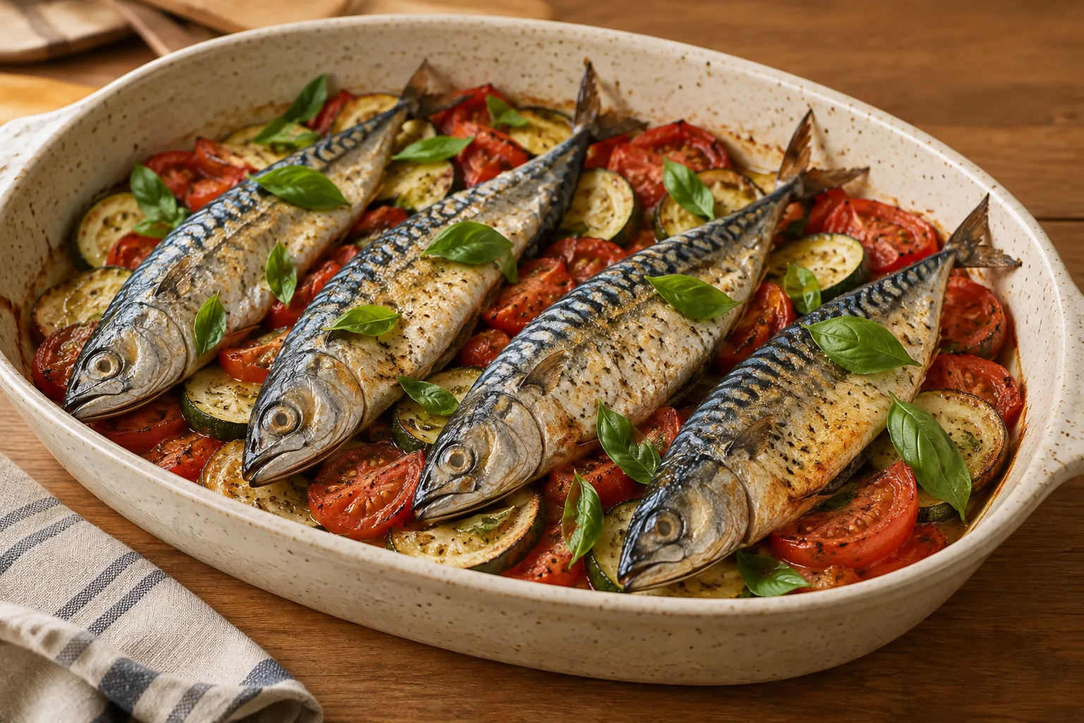 Sgombro al forno con zucchine