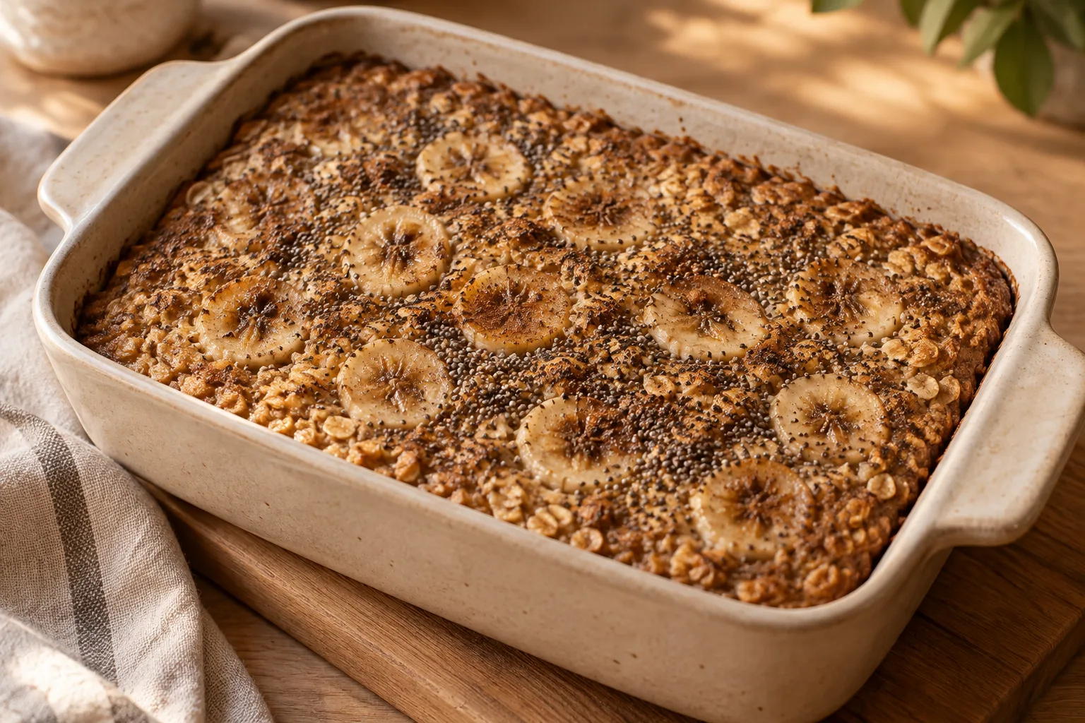 Avena al forno con banana e semi