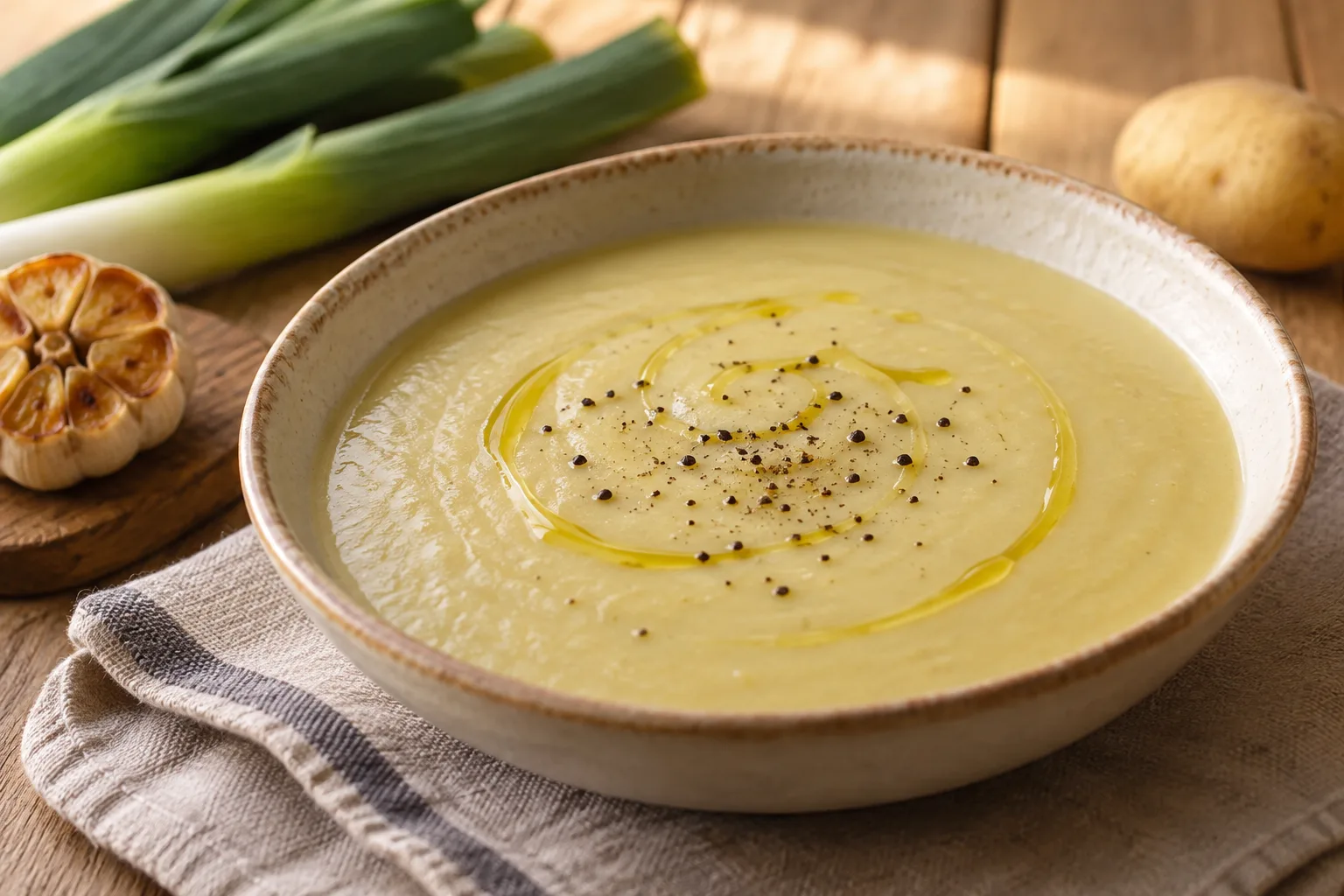 Crema arrosto di porri con aglio arrosto