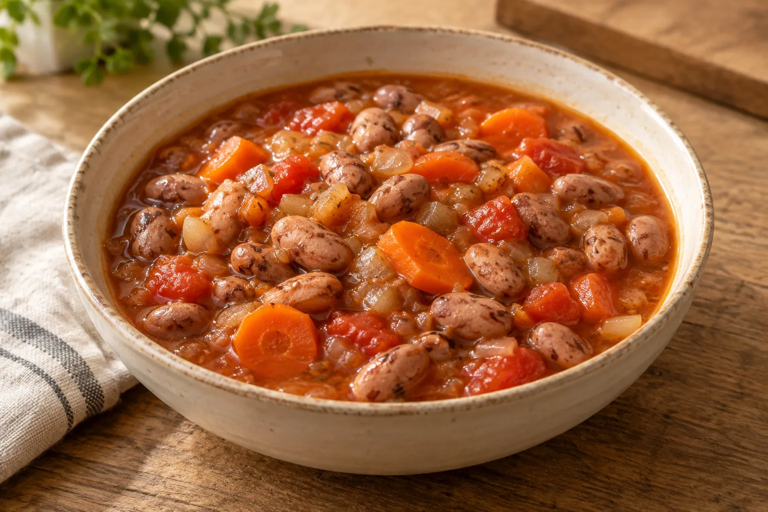 Fagioli borlotti stufati con verdure e pomodoro