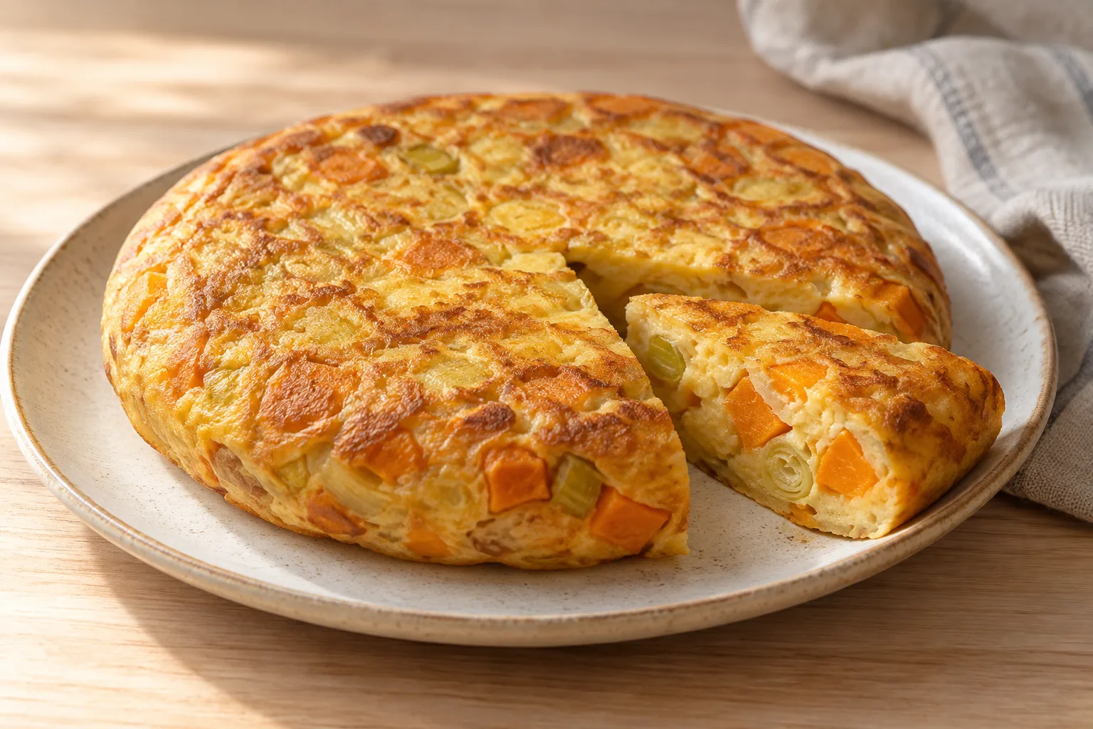 Tortilla spagnola di patata dolce e porro